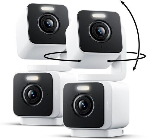 Wyze Duo Cam Pan Indoor/Outdoor IP65 2K 360 ° PAN/TILT Smart Home Camera مع رؤية ملونة ليلية ، متوافقة مع Alexa & Google Assistant ، White in Kuwait