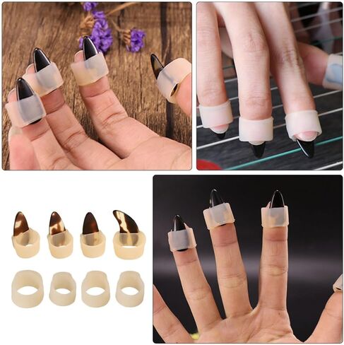 مجموعة واقيات أظافر جوزينج سيليكون قابلة للتعديل مكونة من 8 قطع لليد اليمنى، حجم متوسط ​​للأعمار من 8 إلى 16 عامًا، لون اللحم مع أغطية أظافر إضافية، ملحقات لعب جوزينج للأصابع in Kuwait