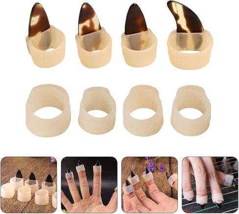 مجموعة واقيات أظافر جوزينج سيليكون قابلة للتعديل مكونة من 8 قطع لليد اليمنى، حجم متوسط ​​للأعمار من 8 إلى 16 عامًا، لون اللحم مع أغطية أظافر إضافية، ملحقات لعب جوزينج للأصابع in Kuwait