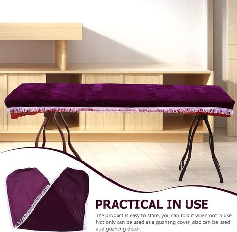 غطاء غبار Guzheng مخملي بنفسجي عتيق، قماش واقي مرن مع تصميم منقوش للحفاظ على أدوات Guzheng وتزيينها in Kuwait