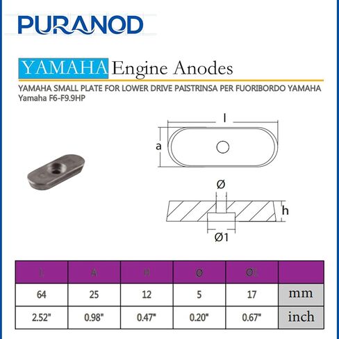 68T-45251-00-00 Trim Tab Zinc Anode Replacement for Yamaha Outboard 6-350HP in Saudi Arabia