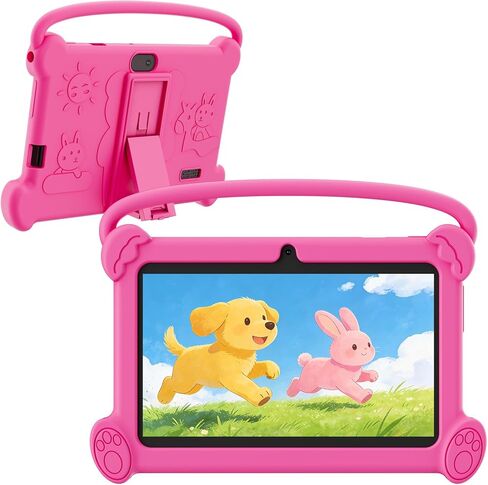 Digithink Kids Tablet 7 بوصة 3-9 مع حالة وقائية ، 4 جيجابايت (2 جيجابايت+2 جيجا بايت توسيع) RAM 32GB ROM ، أقراص طفل صغير ، جهاز التعلم التعليمي Andriod ، Control Prarent ، Netflix ، YouTube ، Aiwawa (Rose Red) in Kuwait