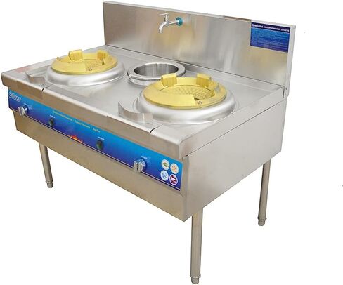 Commercial Gas Stove Burner Double Burner High Fierce Fire Stove Stainless Steel Chinese Wok Range Gas LPG with Double Burner 110V in Kuwait