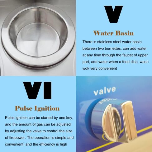 Commercial Gas Stove Burner Double Burner High Fierce Fire Stove Stainless Steel Chinese Wok Range Gas LPG with Double Burner 110V in Kuwait