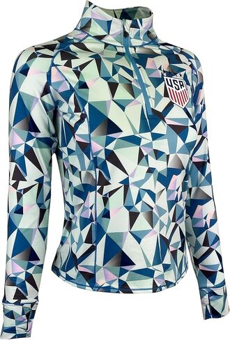 Icon Sports Officially Licensed Girl's U.S. Soccer Quarter Zip Jacket, USWNT Pullover Sweatshirt Youth Sizes | Light Blue in Saudi Arabia