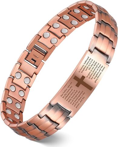 Feraco Copper Cross Bracelet for Men,Magnetic Therapy Bracelet with 46 Magnets - 99.99% Pure Copper in Saudi Arabia