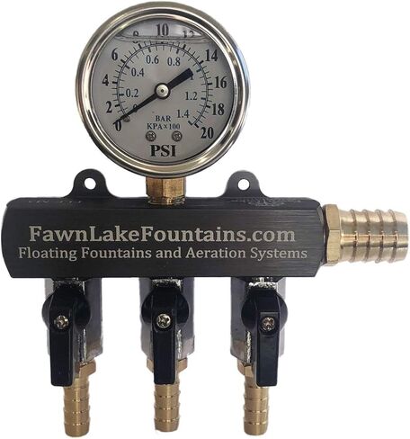 مشعب هواء تهوية عالي التحمل من Fawn Lake - مصنوع من الفولاذ المقاوم للصدأ والنحاس والألومنيوم - يتضمن مقياس الضغط (منفذين) in Kuwait