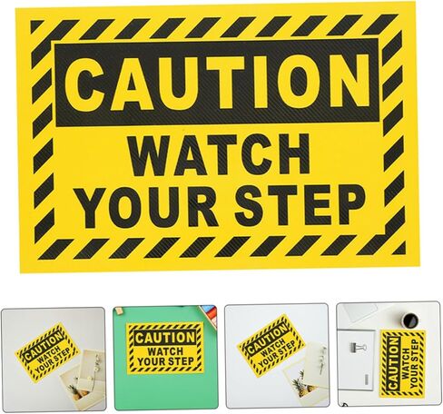 Housoutil Watch Your Step Pvc Caution Sign Non- Stair Safety Warning Sticker for Outdoor Use Self-adhesive Floor Sign for Gardens and Workplaces in Saudi Arabia