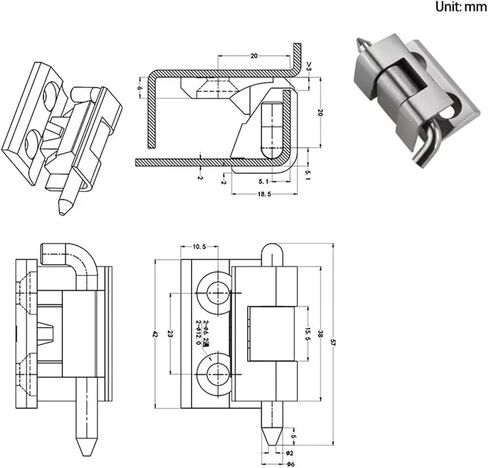 مفصلات من الفولاذ المقاوم للصدأ قابلة للإزالة للمعدات الكهربائية والميكانيكية الصناعية قطعة واحدة in Kuwait