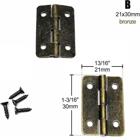 Small Long Flat Hinge with Screw Nail 12Pcs(B 21x30mm Bronze) in Saudi Arabia