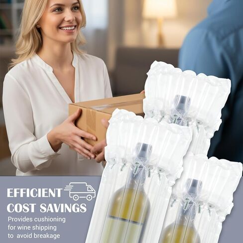 100 عبوة من حقائب حماية السفر لزجاجات النبيذ مع مضخة هواء، غطاء وسادة بعمود هوائي قابل للنفخ لحقائب سفر النبيذ لزجاجات النبيذ والطائرة، شحن آمن وأكمام تغليف الأمتعة in Kuwait