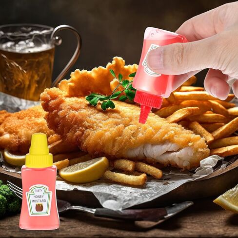 4Pcs Mini Ketchup Bottles, 25ml Small Condiment Squeeze Bottles with Sturdy Screw Cap, Portable Honey Sauce Salad Dressing Dispensers Containers for Kids Adults Lunch Box Accessories in Kuwait