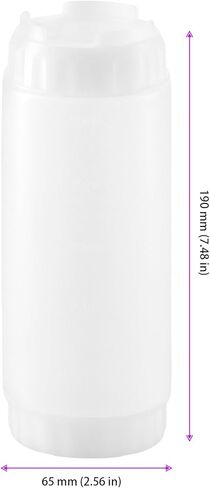 SEUNMUK 6 Pack 20 oz Refillable Squeeze Bottles, Inverted Tip Large Sour Cream Squeeze Bottle, Plastic Cream Valve Dispenser for Restaurants, KTV, Various Parties, White in Saudi Arabia