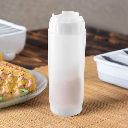 SEUNMUK 6 Pack 20 oz Refillable Squeeze Bottles, Inverted Tip Large Sour Cream Squeeze Bottle, Plastic Cream Valve Dispenser for Restaurants, KTV, Various Parties, White in Saudi Arabia