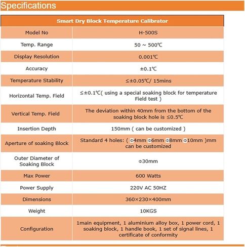 Arionyx 50℃ - 500℃ Smart Intelligent Portable Dry Block Temperature Calibrator H-500S(50C-400C 220V) in Saudi Arabia