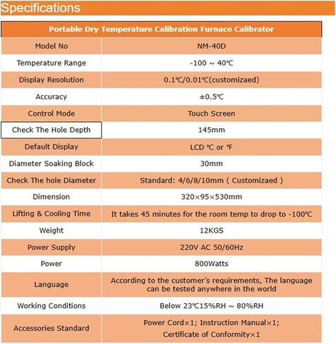 Arionyx -100℃ ~ 40℃ Portable Dry Temperature Calibration Furnace Moderate Type NM-40D in Saudi Arabia