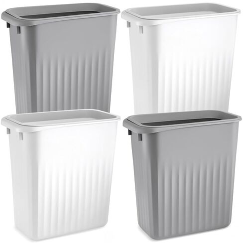 Elsjoy 4 Pack 2 Gallon Plastic Trash Can, Slim Waste Basket Bathroom Small Garbage Can, Rectangular Trash Bin for Office, Kitchen, Bedroom in Saudi Arabia