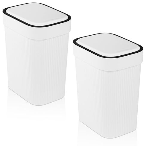 UUJOLY Small Bathroom Trash Can with Lid Slim Wastebasket Garbage Can Plastic Container Basket for Kitchen, Laundry Room, Office, Kids Room, Dorm, White, 2.6 Gallon in Saudi Arabia