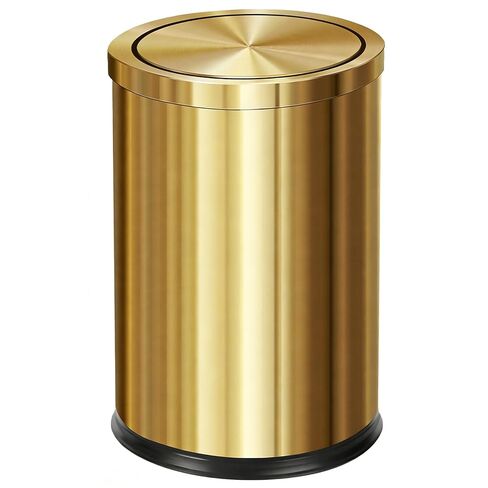 Stainless Steel Gold Trash can with Flipping Lid 2.4gallon Fingerprint-Proof Garbage cans Wastebasket Bin for Kitchen bothroom Living Room (Gold) in Saudi Arabia