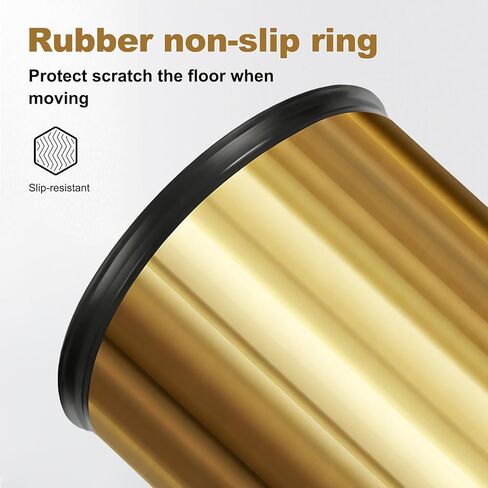 Stainless Steel Gold Trash can with Flipping Lid 2.4gallon Fingerprint-Proof Garbage cans Wastebasket Bin for Kitchen bothroom Living Room (Gold) in Saudi Arabia