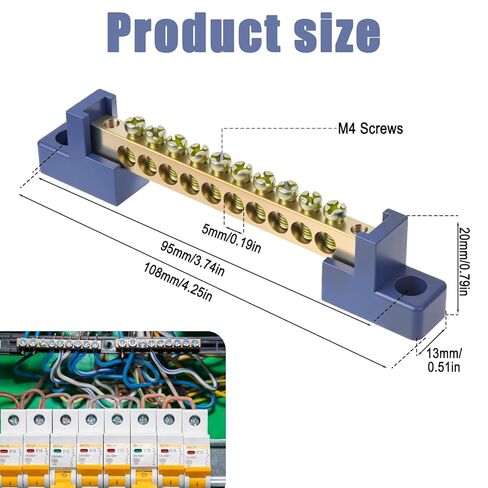 Ground Bar Kit 10 Positions Ground Bars for Electrical Panels Brass Terminal Block with Blue Insulated Base for Marine Automotive Distribution Box (2-Pack) in Saudi Arabia