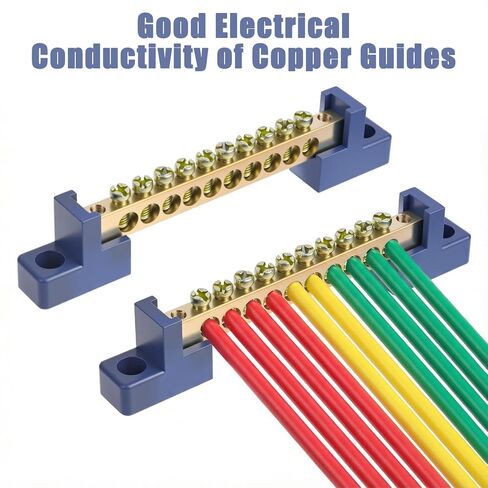 Ground Bar Kit 10 Positions Ground Bars for Electrical Panels Brass Terminal Block with Blue Insulated Base for Marine Automotive Distribution Box (2-Pack) in Saudi Arabia