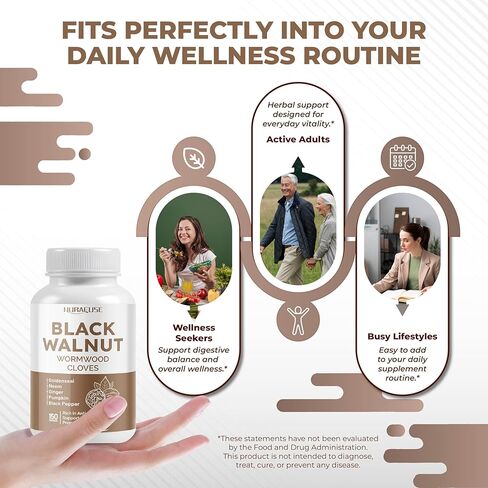 Black Walnut Wormwood Whole Cloves Goldenseal - Rich in Antioxidants, Digestive Health- Made and Tested in The USA in Kuwait