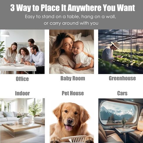 Professional Indoor Air Quality Monitor with AQI Alerts, Portable Real-Time Detector for Home, Car, Plants & Pet in Kuwait