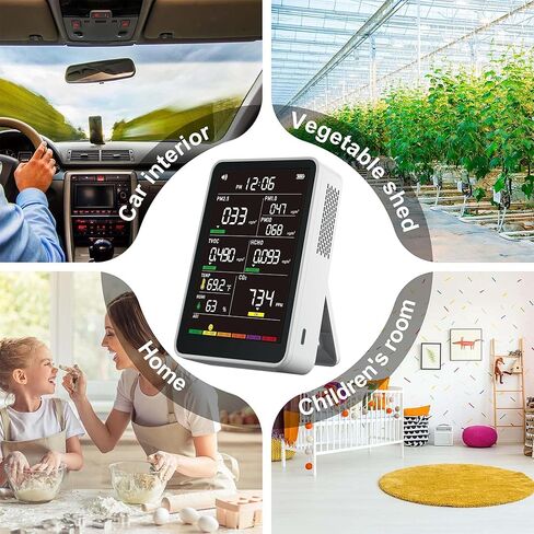 Professional Indoor Air Quality Monitor with AQI Alerts, Portable Real-Time Detector for Home, Car, Plants & Pet in Kuwait