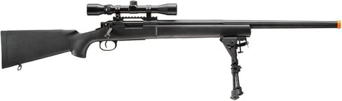 Lancer Tactical M24 Bolt Action Spring Powered Sniper Airsoft Rifle w/Scope & Bipod (450 FPS) (Color: Black) in Saudi Arabia