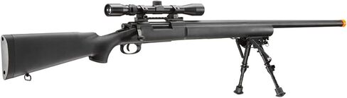 Lancer Tactical M24 Bolt Action Spring Powered Sniper Airsoft Rifle w/Scope & Bipod (450 FPS) (Color: Black) in Saudi Arabia