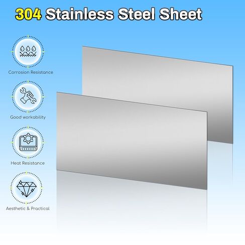 2 Pcs 304 Stainless Steel Sheet, 6" x 12" x 1/64" Stainless Steel Plates, 26 Gauge Metal Plates for Crafting, DIY，Industrial and Home Decoration Industries (152x305x0.5mm) in Kuwait