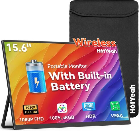 اللاسلكي المحمولة الشاشة التي تعمل بالبطارية التي تعمل بالبطارية ، ودعم Miracast AirPlay ، 15.6 "1080p IPS شاشة USB-C HDMI الشاشة الخارجية ، الشاشة الثانية لشاشة جهاز الكمبيوتر المحمول MacBook PC Phone ، ث/بطارية مدمجة (4-5H) in Kuwait