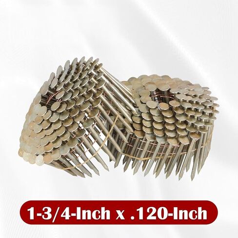 480 Count Coil Roofing Nails 1-3/4 Inch x .120-Inch for Roofing Nail Gun, 15 Degree Round Head Wire Weld Collated Roofing Nail, Smooth Shank Electro Galvanized Air Nails for Roofs in Kuwait