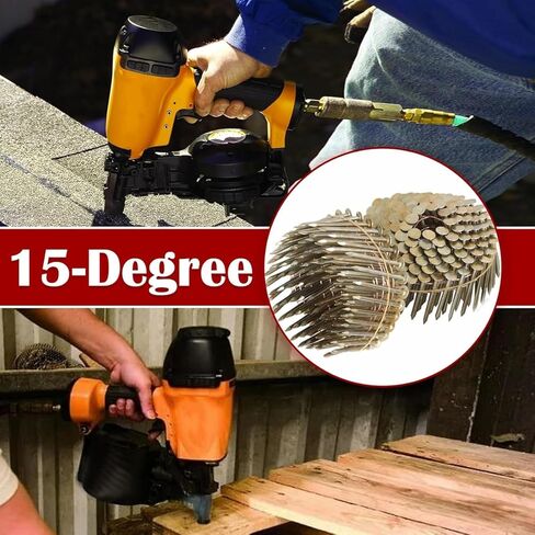 480 Count Coil Roofing Nails 1-3/4 Inch x .120-Inch for Roofing Nail Gun, 15 Degree Round Head Wire Weld Collated Roofing Nail, Smooth Shank Electro Galvanized Air Nails for Roofs in Kuwait