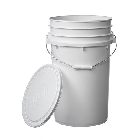 Hudson Exchange Premium 7 Gallon Bucket, HDPE (4 Pack - Flat Lid Included, White) in Saudi Arabia