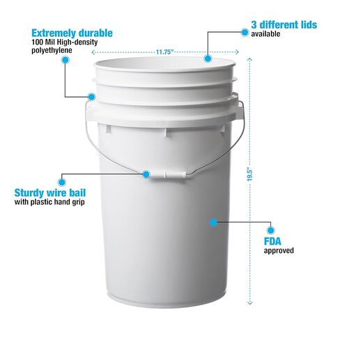 Hudson Exchange Premium 7 Gallon Bucket, HDPE (4 Pack - Flat Lid Included, White) in Saudi Arabia