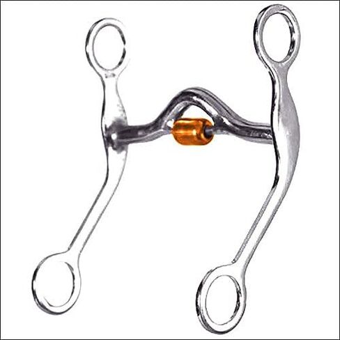 HILASON 5" X 6-1/2" Stainless Steel Curb Horse Bit Medium Port Mouth/Copper Roller in Saudi Arabia