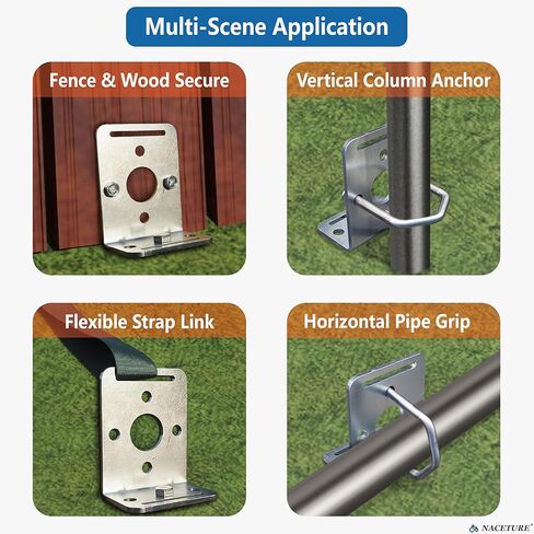 NACETURE 18-Inch Ground Anchors Screw in, Heavy Duty Trampoline Anchor Kit with L Brackets, 4 Pack Screw In Ground Anchors with Manual & Power Wrench, Tie-Down Straps for Trampoline in Saudi Arabia