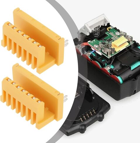 SING F LTD 4 قطع 7 سنون 90 درجة بطارية ليثيوم أيون PCB لوحة طرفية متوافقة مع ماكيتا BL1830/BL1850/BL1840/LXT400 18 فولت بطارية ليثيوم أيون PCB لوحة صفراء in Kuwait