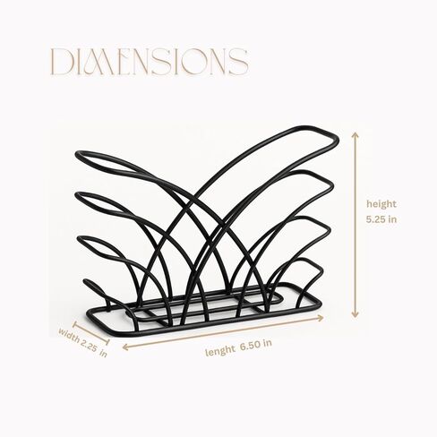 حامل مناديل لسطح الطاولة، موزع منظم مناديل ورقية معدنية سوداء متينة للديكور الحديث للمطبخ وطاولة الطعام والغداء للاستخدام في الهواء الطلق (2 بوصة عمق 6 بوصة × 6 بوصة عرض 50 بوصة × ارتفاع 5.25 بوصة) in Kuwait