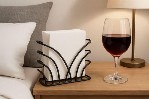 حامل مناديل لسطح الطاولة، موزع منظم مناديل ورقية معدنية سوداء متينة للديكور الحديث للمطبخ وطاولة الطعام والغداء للاستخدام في الهواء الطلق (2 بوصة عمق 6 بوصة × 6 بوصة عرض 50 بوصة × ارتفاع 5.25 بوصة) in Kuwait