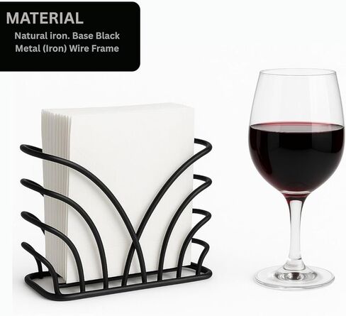 حامل مناديل لسطح الطاولة، موزع منظم مناديل ورقية معدنية سوداء متينة للديكور الحديث للمطبخ وطاولة الطعام والغداء للاستخدام في الهواء الطلق (2 بوصة عمق 6 بوصة × 6 بوصة عرض 50 بوصة × ارتفاع 5.25 بوصة) in Kuwait