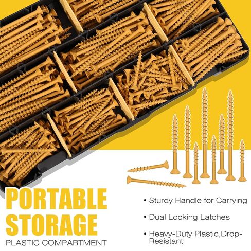 400Pcs #8#10 Wood Screws Assortment Kit - 5Sizes Assorted Deck Screws Set 1-1/2", 2", 2-1/2", 3", 4",Rust Resistant Tan Epoxy Coated Star Drive Screw T20&T25 Bits for Exterior Woodworking in Saudi Arabia