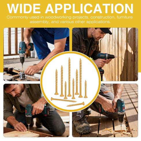 400Pcs #8#10 Wood Screws Assortment Kit - 5Sizes Assorted Deck Screws Set 1-1/2", 2", 2-1/2", 3", 4",Rust Resistant Tan Epoxy Coated Star Drive Screw T20&T25 Bits for Exterior Woodworking in Saudi Arabia