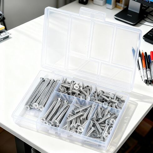 مجموعة متنوعة من البراغي الخشبية مكونة من 150 قطعة، مجموعة براغي متنوعة عالية الصلابة مكونة من 6 أحجام، محرك فيليبس، براغي طويلة وصغيرة ذاتية اللصق للخشب (2 بوصة، 1-1/2 بوصة، 1-1/4 بوصة، 1 بوصة، 3/4 بوصة، 1/2 بوصة) in Kuwait