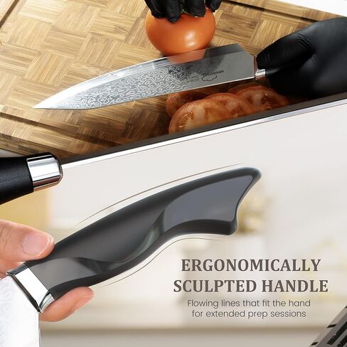Amorston 22 Pieces Knife Set, Laser Engraved High Carbon Stainless Steel Knife Block Set, Full Tang Professional Kitchen Knife Set with Built-in Sharpener in Saudi Arabia