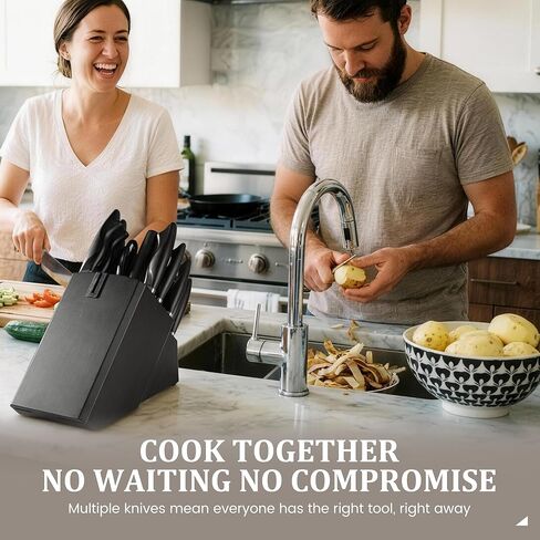 Amorston 22 Pieces Knife Set, Laser Engraved High Carbon Stainless Steel Knife Block Set, Full Tang Professional Kitchen Knife Set with Built-in Sharpener in Saudi Arabia