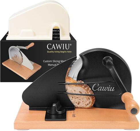 Upgraded Manual Bread Slicer for Homemade Sourdough Bread - Adjustable Thickness Bread Cutter with Hand Crank, Suction Cups, Slicing Guide, Scale Line & Cover, for Perfect Even Slices (Cream) in Kuwait