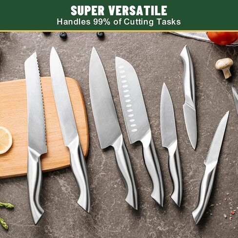 Knife Set, EWFEN 14-Piece Kitchen Knife Set with Block, German Stainless Steel Knives with Built-in Knife Sharpener, Anti-Slip Sharp Knives Set for Kitchen, Dishwasher Safe, Curved Handle in Saudi Arabia